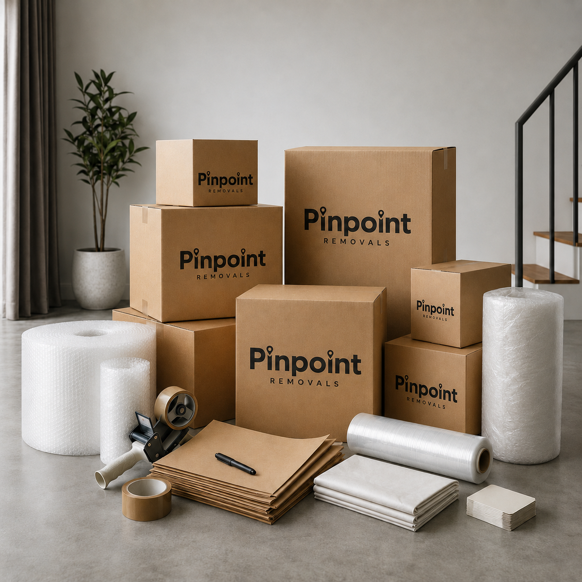 Home moving boxes and packing supplies from Pinpoint Removals